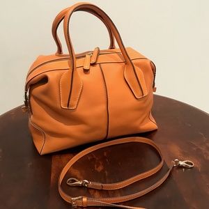 Tod's Orange Leather D Cube Bowler Bag